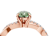 Rose gold Fancy Green Pear  Cut Twist Band Solitaire Diamond Ring with Pavé Setting_7