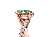 Rose gold Fancy Green Pear  Cut Twist Band Solitaire Diamond Ring with Pavé Setting_8