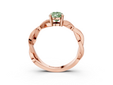 Rose gold Fancy Green Pear  Cut Twisted Pavé Band Solitaire Ring with Four-Prong Setting_58