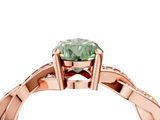 Rose gold Fancy Green Pear  Cut Twisted Pavé Band Solitaire Ring with Four-Prong Setting_59