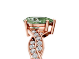 Rose gold Fancy Green Pear  Cut Twisted Pavé Band Solitaire Ring with Four-Prong Setting_60