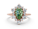Rose gold Fancy Green Pear  Diamond Cluster Halo Ring with Solitaire Band and Four-Prong Setting_20