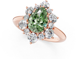 Rose gold Fancy Green Pear  Diamond Cluster Halo Ring with Solitaire Band and Four-Prong Setting_21
