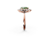 Rose gold Fancy Green Pear  Diamond Cluster Halo Ring with Solitaire Band and Four-Prong Setting_22