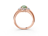 Rose gold Fancy Green Pear  Diamond Cluster Halo Ring with Solitaire Band and Four-Prong Setting_23