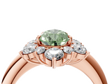 Rose gold Fancy Green Pear  Diamond Cluster Halo Ring with Solitaire Band and Four-Prong Setting_24