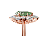Rose gold Fancy Green Pear  Diamond Cluster Halo Ring with Solitaire Band and Four-Prong Setting_25