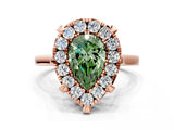 Rose gold Fancy Green Pear  Diamond Cluster Halo Solitaire with Four-Prong Setting_78