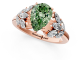 Rose gold Fancy Green Pear  Diamond Cluster Leaf Design Ring with Prong Setting_50