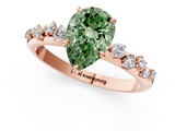 Rose gold Fancy Green Pear  Diamond Cluster Prong-Set Solitaire Ring_42