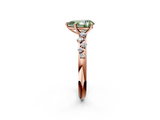 Rose gold Fancy Green Pear  Diamond Cluster Prong-Set Solitaire Ring_43