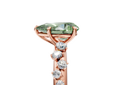 Rose gold Fancy Green Pear  Diamond Cluster Prong-Set Solitaire Ring_46