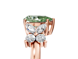 Rose gold Fancy Green Pear  Diamond Floral Cluster Ring with Solitaire Band and Prong Setting_60