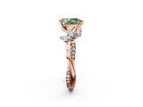 Rose gold Fancy Green Pear  Diamond Floral Vine Solitaire Engagement Ring_5