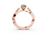 Rose gold Fancy Green Pear  Diamond Floral Vine Solitaire Engagement Ring_6