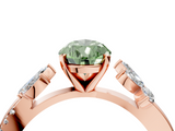 Rose gold Fancy Green Pear  Diamond Floral Vine Solitaire Engagement Ring_7