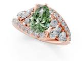 Rose gold Fancy Green Pear  Diamond Halo Ring with Marquise and Pavé Band in Prong Setting_51