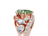 Rose gold Fancy Green Pear  Diamond Halo Ring with Marquise and Pavé Band in Prong Setting_55