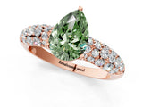 Rose gold Fancy Green Pear  Diamond Pavé Band Solitaire Ring with Four-Prong Setting_50