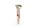 Rose gold Fancy Green Pear  Diamond Pavé Band Solitaire Ring with Four-Prong Setting_51