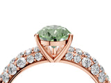 Rose gold Fancy Green Pear  Diamond Pavé Band Solitaire Ring with Four-Prong Setting_53