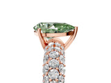 Rose gold Fancy Green Pear  Diamond Pavé Band Solitaire Ring with Four-Prong Setting_54