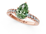Rose gold Fancy Green Pear  Diamond Pavé Band Solitaire with Four-Prong Setting_202