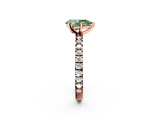 Rose gold Fancy Green Pear  Diamond Pavé Band Solitaire with Four-Prong Setting_203
