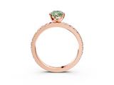 Rose gold Fancy Green Pear  Diamond Pavé Band Solitaire with Four-Prong Setting_204