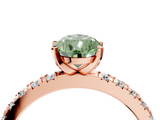 Rose gold Fancy Green Pear  Diamond Pavé Band Solitaire with Four-Prong Setting_205