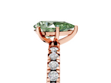 Rose gold Fancy Green Pear  Diamond Pavé Band Solitaire with Four-Prong Setting_206