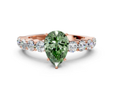 Rose gold Fancy Green Pear  Diamond Pavé Band Solitaire with Four-Prong Setting_3