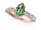Rose gold Fancy Green Pear  Diamond Pavé Band Solitaire with Four-Prong Setting_4