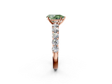 Rose gold Fancy Green Pear  Diamond Pavé Band Solitaire with Four-Prong Setting_5
