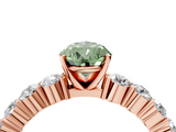 Rose gold Fancy Green Pear  Diamond Pavé Band Solitaire with Four-Prong Setting_7