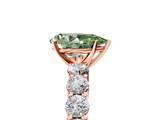 Rose gold Fancy Green Pear  Diamond Pavé Band Solitaire with Four-Prong Setting_8