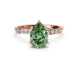 Rose gold Fancy Green Pear  Diamond Pavé Band with Six-Prong Setting_48