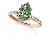 Rose gold Fancy Green Pear  Diamond Pavé Band with Six-Prong Setting_49