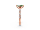 Rose gold Fancy Green Pear  Diamond Pave Band with Floral Prong Setting_29