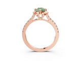 Rose gold Fancy Green Pear  Diamond Pave Band with Floral Prong Setting_30
