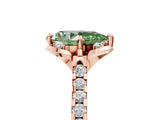 Rose gold Fancy Green Pear  Diamond Pave Band with Floral Prong Setting_32