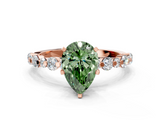 Rose gold Fancy Green Pear  Diamond Prong Set Engagement Ring with Pave Band_187
