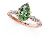 Rose gold Fancy Green Pear  Diamond Prong Set Engagement Ring with Pave Band_188