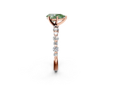 Rose gold Fancy Green Pear  Diamond Prong Set Engagement Ring with Pave Band_189