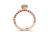 Rose gold Fancy Green Pear  Diamond Prong Set Engagement Ring with Pave Band_190