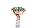 Rose gold Fancy Green Pear  Diamond Prong Set Engagement Ring with Pave Band_192