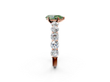 Rose gold Fancy Green Pear  Diamond Prong Setting with Side Stones on a Pave Band_127