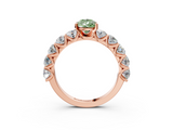 Rose gold Fancy Green Pear  Diamond Prong Setting with Side Stones on a Pave Band_128