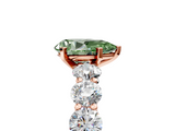 Rose gold Fancy Green Pear  Diamond Prong Setting with Side Stones on a Pave Band_130