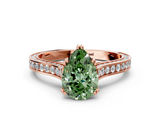 Rose gold Fancy Green Pear  Diamond Solitaire with Pave Band and Six-Prong Setting_20
